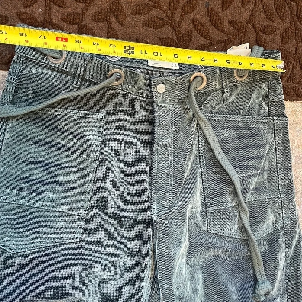 Free People We The Free Moxie Flocked Pull-On Barrel Jeans 32 NWT